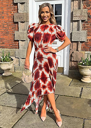 AX Paris Duck Egg Printed One Shoulder Pleated Midi Dress