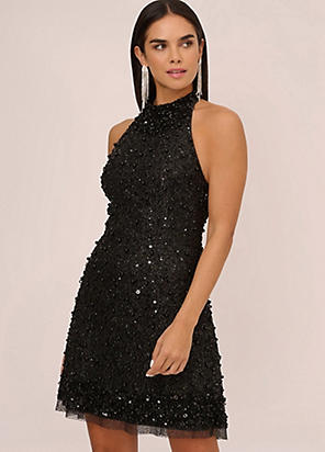 Adrianna Papell One Shoulder Sequin Dress Freemans