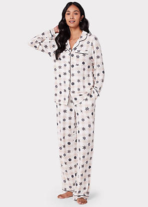 Loungeable Velour Long Sleeve Buttoned Pyjama Set