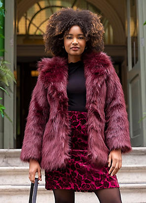 Sosandar Khaki Faux Fur Trim Luxe Longline Padded Coat
