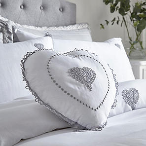 Buy White With Silver Hearts Embroidered Duvet Cover and Pillowcase Set  from Next USA