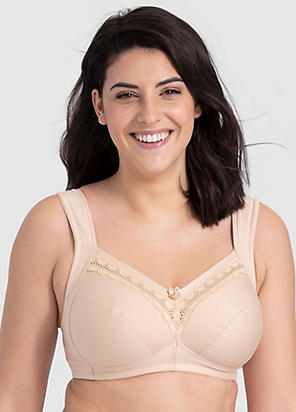 Miss Mary of Sweden Non-Wired Front Fastening Bra Broderie Anglaise Cotton  White : : Fashion