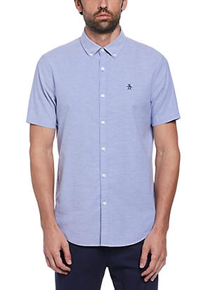 Original Penguin Oxford Short Sleeve Stretch Shirt In Bright White |  Freemans