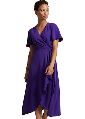 Phase Eight Julissa Velvet Ruffle Wrap Midi Dress | Freemans