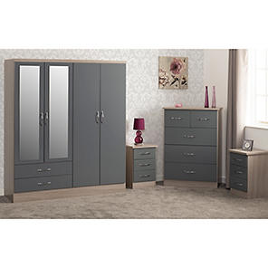 Grey wardrobe and chest deals of drawers set