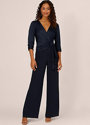 【海外限定】AdriannaPapell ドレス☆Knit Crepe Tailored Sheat Adrianna Papell Women's Knit Crepe Tuxedo WRAP Dress, Black