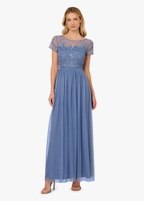 【海外限定】AdriannaPapell ドレス☆Blue Studio Beaded Knit C Buy Adrianna Papell Blue Studio Beaded Knit Crepe Gown from