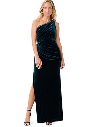 Adrianna Papell Velvet Off The Shoulder Gown Freemans