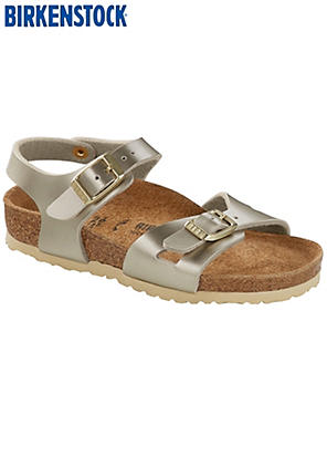 Birkenstock Rio Kids Birko Flor Electric Metallic Silver Sandals Freemans