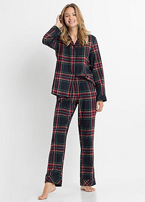 Loungeable Velour Long Sleeve Buttoned Pyjama Set