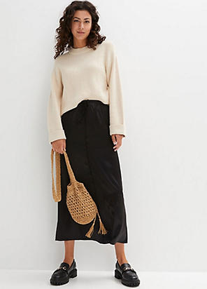 Chocolate Satin Midi Length Skirt – AX Paris