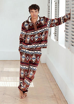Chelsea Peers Vintage Santa Stripe Button Up Men's Pyjama