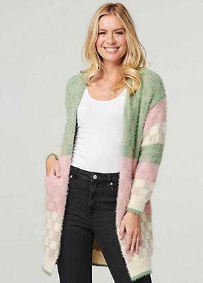 LASCANA Cable Knit Worn Open Long Cardigan