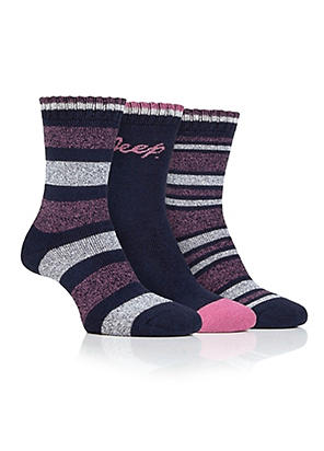 Heat Holders Original Ladies Thermal Rosebud Stripe Socks