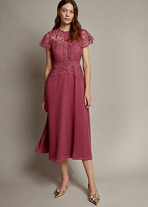 Phase Eight Roshni Mesh Floral Midi Dress | Freemans