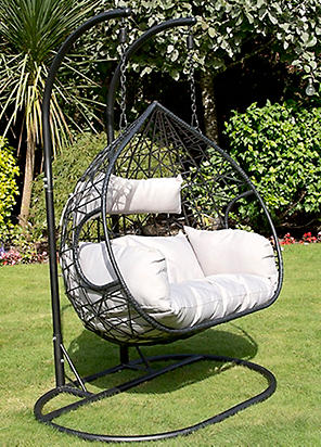 Suntime Brampton Rattan Style Hanging Cocoon Chair Freemans