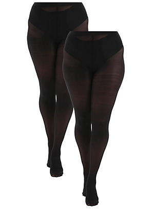 Pamela Mann 90 Denier Curvy Super Stretch Footless Tights: Black