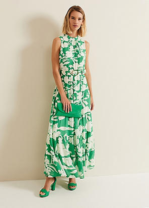 【Phase Eight】Palmer Leaf リーフ 葉 Vネック マキシ ドレス Palmer Leaf Print Maxi Dress | Phase Eight UK |