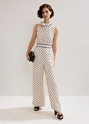 安心追跡付【Phase Eight】Maxineドット柄ジャンプスーツ Maxine Spot Chiffon Jumpsuit | Phase Eight ROW |