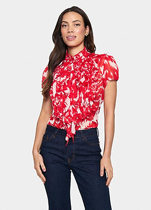 Saint Tropez LiljaSZ Short Sleeve Ruffle Shirt | Freemans