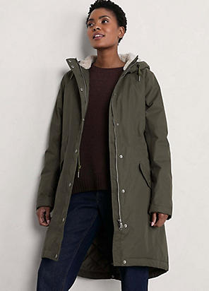 Seasalt Cornwall Coverack Waterproof Coat Green Freemans