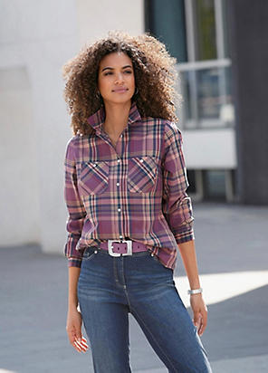 bonprix Check Flannel Longline Blouse