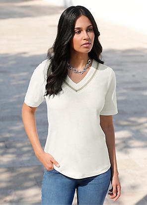 Cream Naia V-Neck T-Shirt