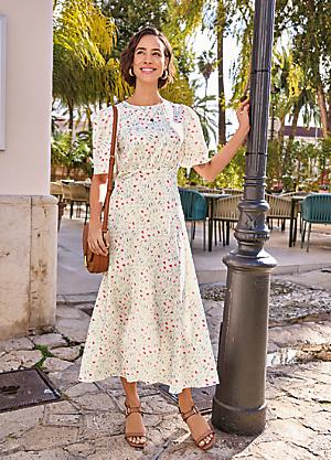 white christmas dresses Cream Floral Lace Long Sleeve Mini Dress