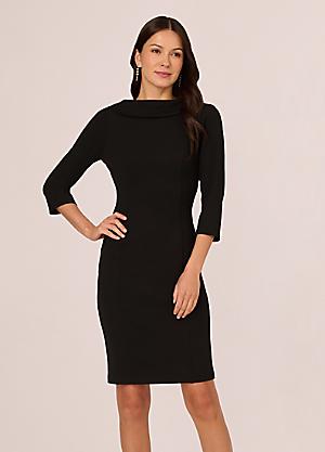 knee length dresses for ladies Adrianna Papell Women's Bead Taffeta Long Dress - Balck Silver main image 1
