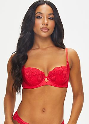 Ann Summers Siren Red Plunge Bra & Thong or Brazilian - Various Sizes *In  Stock*