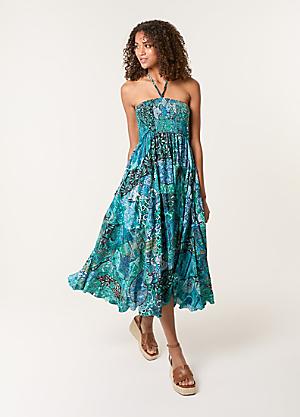 Boho Floral Midi Dress Women's Boho Floral Print Midi Sun Dress |  Sleeveless Loose Flowy Summer Dress With Pockets | Casual Beach Sundress  Infinity Dresses For Women