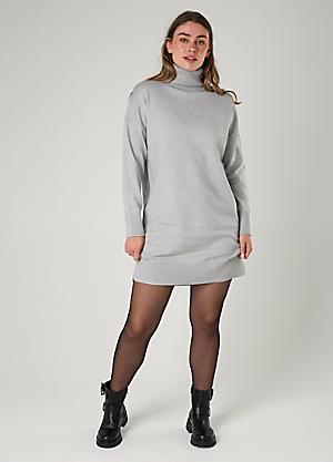 knee length dresses for ladies Emina Chiffon Allegra Long Sleeve Mini Dress Charcoal Grey Multi