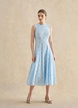 hobbs blue dress Elegant & Luxurious High Neck Sleeveless Appliques Detachable With Ove main image 0