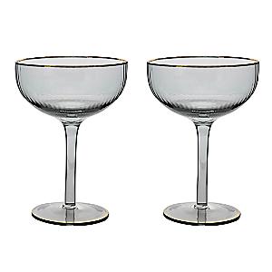 4 Mikasa Panache Intersection Crystal Martini Glasses 7 1/2 Tall Square  Shape