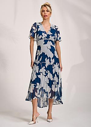 chinese dress ladies Cindy Lace Bodice Pleated Dress, Navy – Jolie Moi Retail main image 1