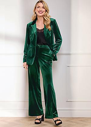Loungeable Exclusive Satin Jacquard Spot Pajama Set in teal-Green