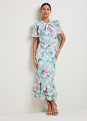 green emerald velvet dress Teri Jon Metallic Jacquard Off-the-Shoulder Gown 237003