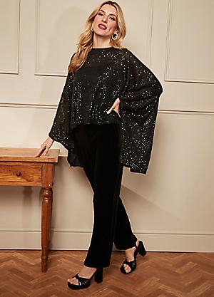 Loungeable Velour Long Sleeve Buttoned Pyjama Set