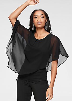 Haut Manches Longues Noir Transparent à Fleurs Fantômes Laura Scott Taille L - Occasion Très Bon état