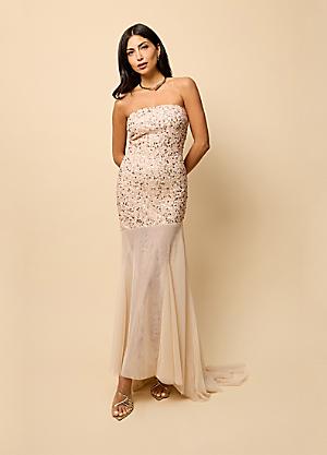 chinese dress ladies Grey Embellished High Neck Maxi Dress