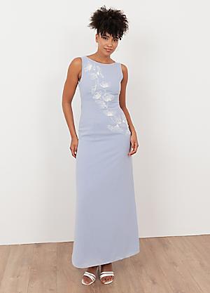 sachin and babi light blue dress Mac Duggal Mac Floral Embroidered Midi-Dress - Black Multi