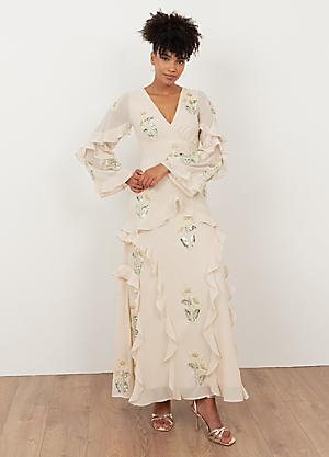 chinese dress ladies Maya Deluxe Women's Maya Embellished Long Sleeve Maxi Dress Bridesmaid  Berry 6 : Amazon.co.uk: Fashion main image 1