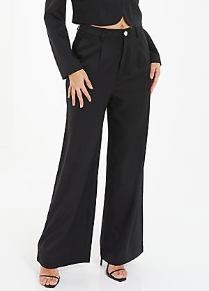 quiz black wide leg trousers