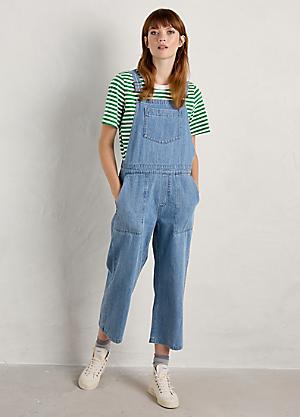 White Stuff Viola Linen Cropped Dungarees, £80.00