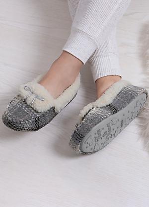 Buffalo Bills NFL Womens Glitter Open Back Fur Moccasin Slippers