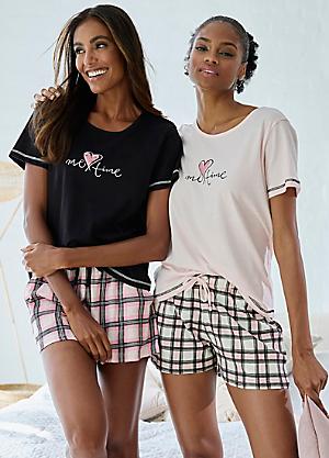 LASCANA Ethnic Print Cami & Plain Shorts Pyjamas