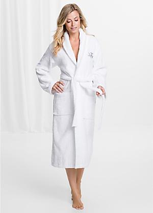 chinese dress ladies Cream Striped Fleece Dressing Gown