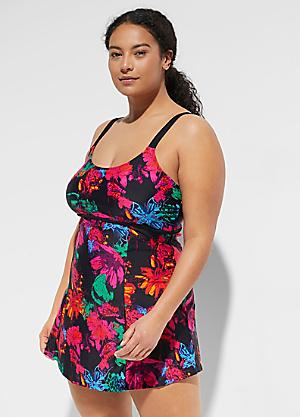 chinese dress ladies Plus Size One Piece Swim Dress Swimsuit  SheCurve