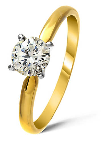 18 ct Yellow Gold Ladies Certificated Solitaire Diamond Ring 1.00 Carat ...