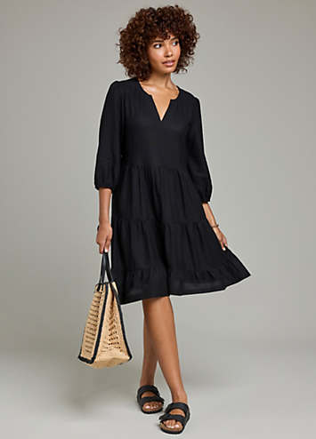 foufou【THE DRESS #36】black linen dress Dress Black Linen